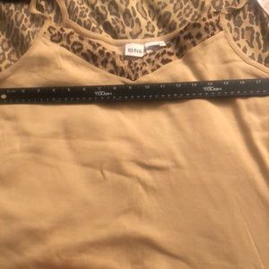 Together size XL tan v-neck camisole with leopard print trim has stretch